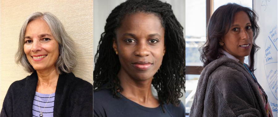 Head shots of Ana Abraido-Lanza, Olatunde Johnson, and Gina Wingood