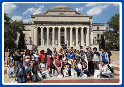 photo of low library with students standing in front