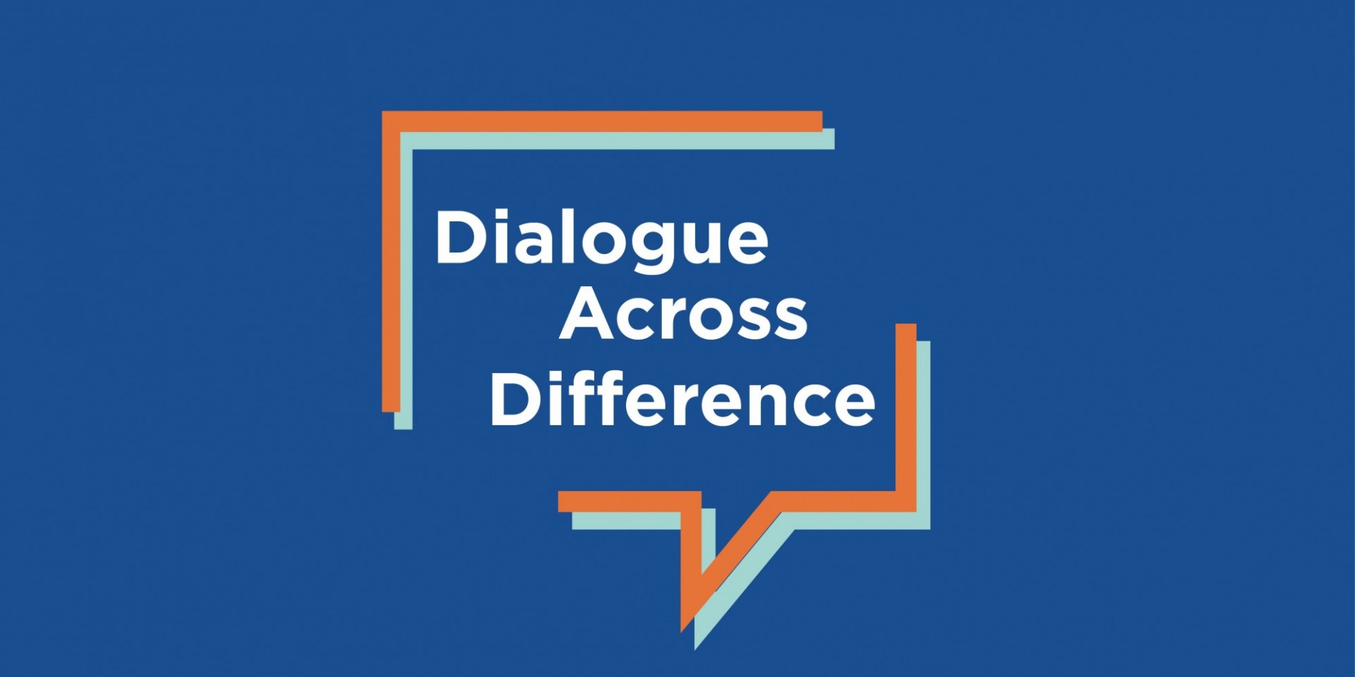 Logo for Columbia University's Dialogue Across Difference initiative. Dialogue Across Difference appears in white text located inside a rectangular orange and green speech bubble.