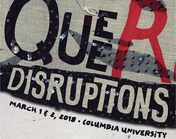queer disruptions in red and black lettering