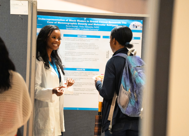 Students, Admissions Officers, and Staff attending the 2024 CUPP Symposium and Mini Admissions Fair Student presenting research