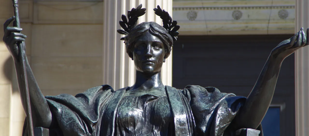 Statue of Alma Mater on the steps of Low Library