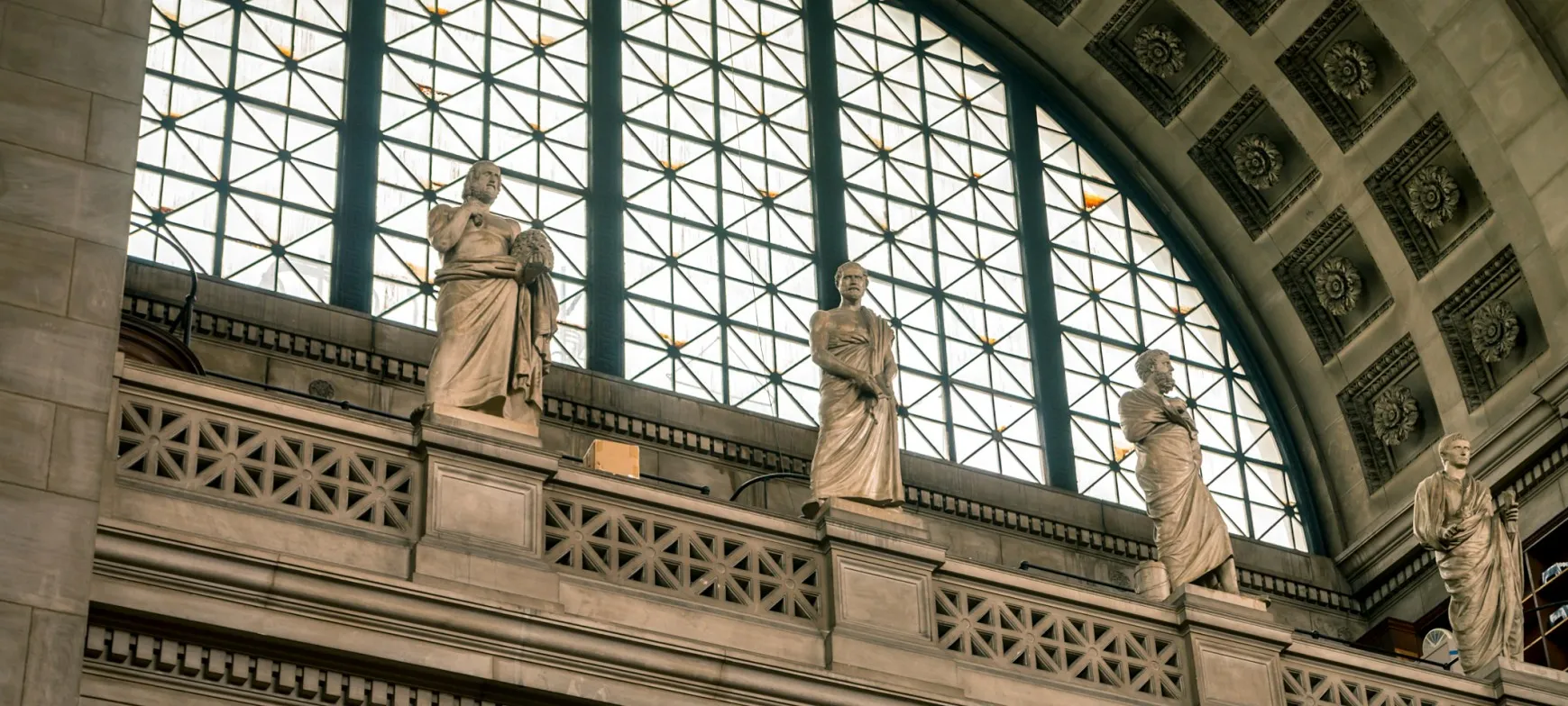 Low Library statues