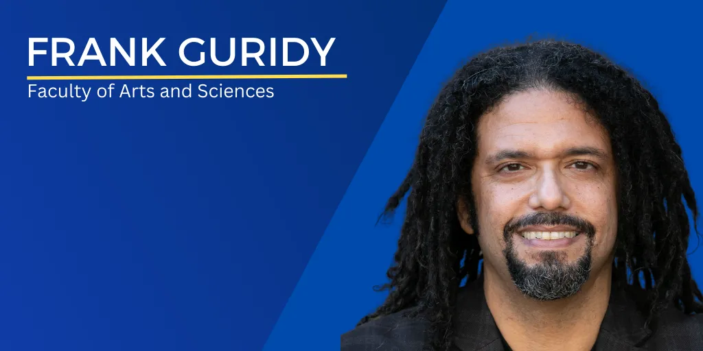 Headshot of Frank Guridy with text Frank Guridy Faculty of Arts and Sciences