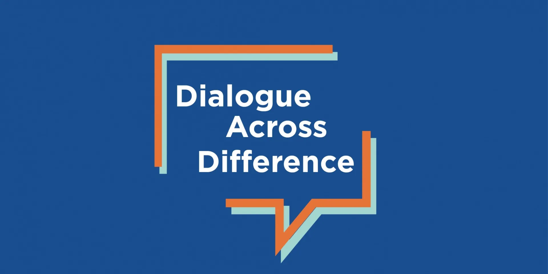 Logo for Columbia University's Dialogue Across Difference initiative. Dialogue Across Difference appears in white text located inside a rectangular orange and green speech bubble.