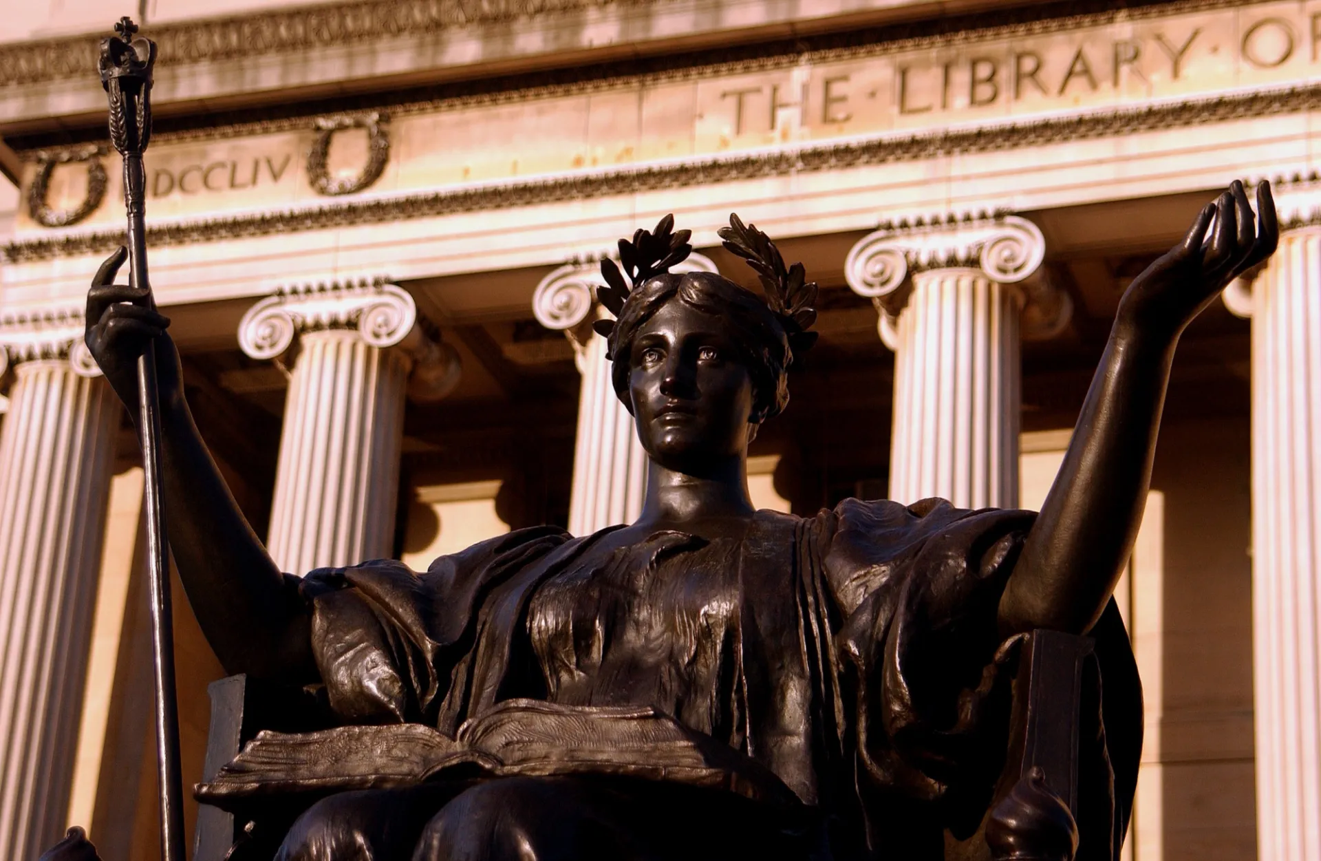 The alma mater with part of Low Library facade in the back. 