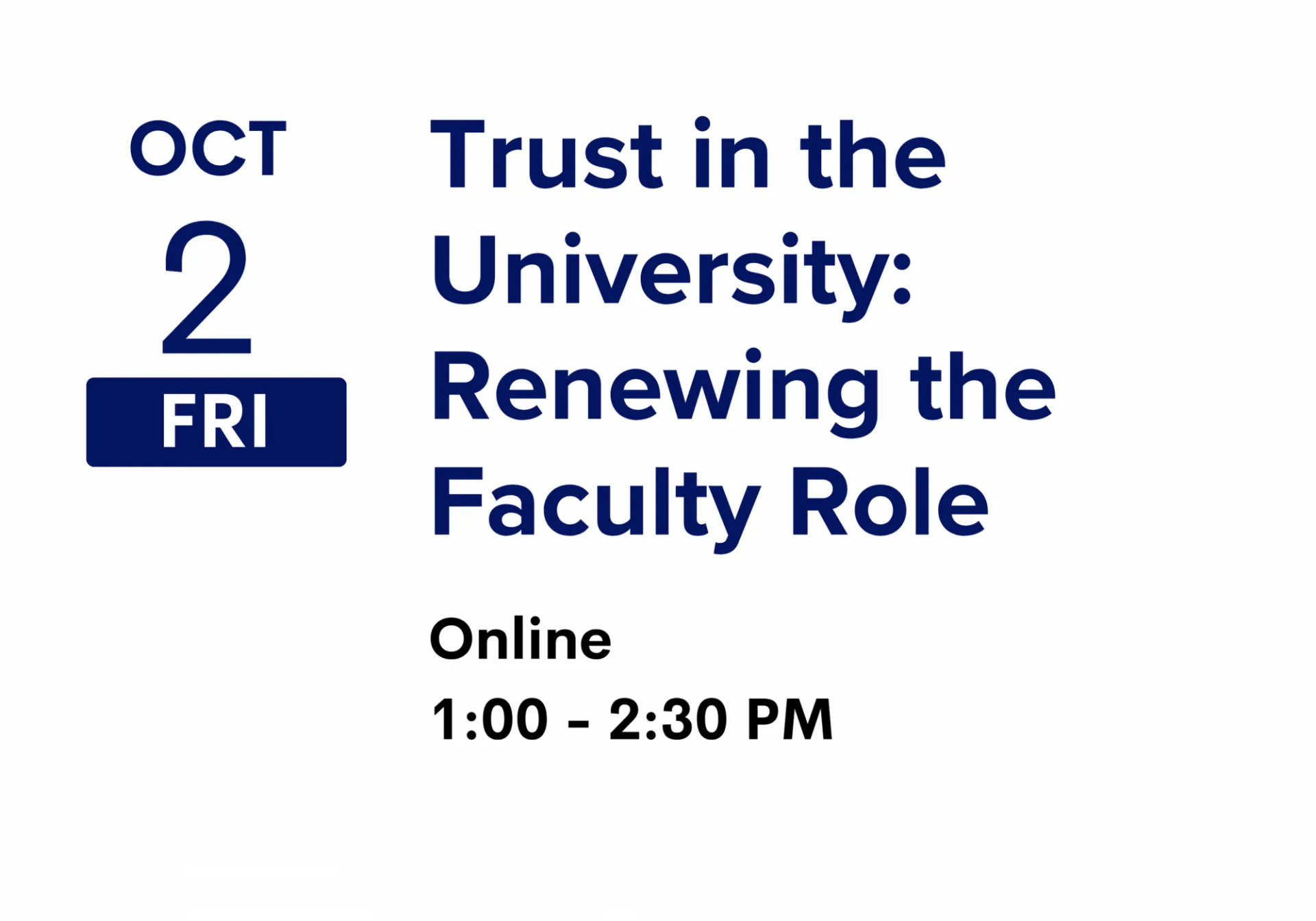 Trust in the University: Renewing the Faculty Role